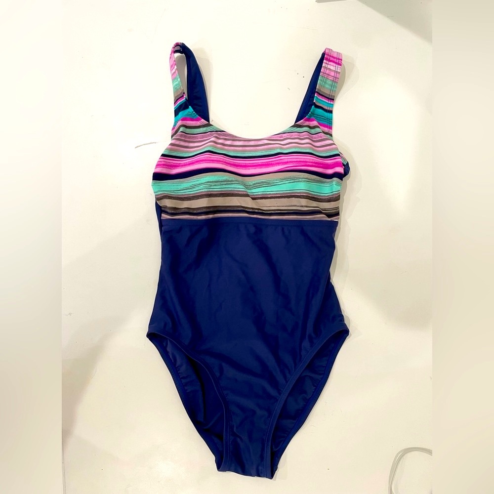 Striped Modest Navy Swimsuit